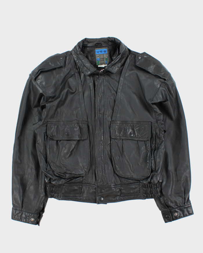 Vintage 1980s Y-E-S Linea Uomo Leather Bomber Jacket - M