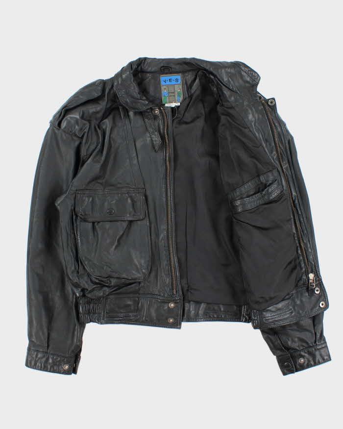Vintage 1980s Y-E-S Linea Uomo Leather Bomber Jacket - M