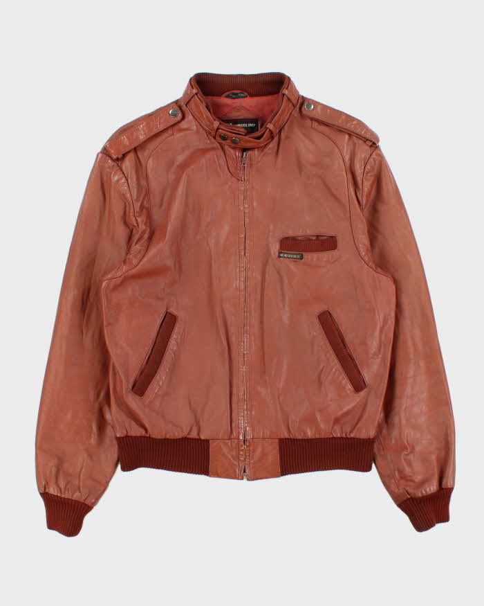 Vintage 1980s Members Only Cafe Racer Leather Biker Jacket - M