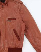 Vintage 1980s Members Only Cafe Racer Leather Biker Jacket - M