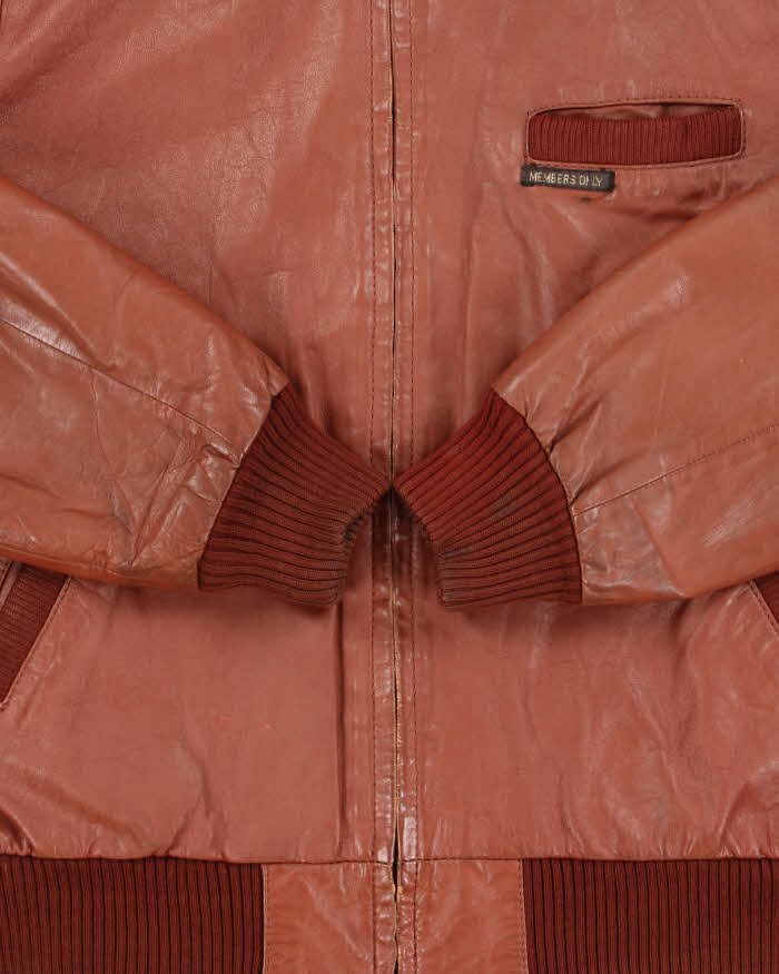 Vintage 1980s Members Only Cafe Racer Leather Biker Jacket - M