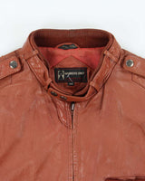 Vintage 1980s Members Only Cafe Racer Leather Biker Jacket - M