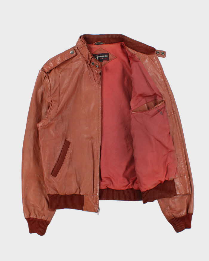Vintage 1980s Members Only Cafe Racer Leather Biker Jacket - M