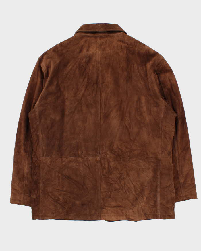 Vintage 1990s Polo Ralph Lauren Wool Lined Mid Length Suede Jacket - XL