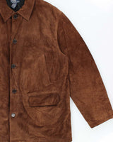 Vintage 1990s Polo Ralph Lauren Wool Lined Mid Length Suede Jacket - XL