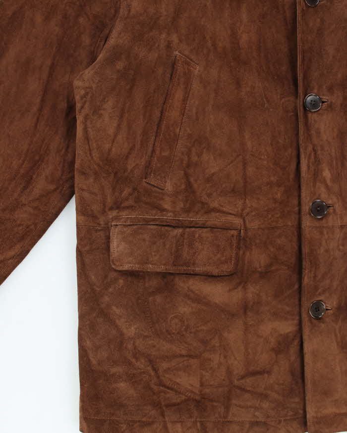Vintage 1990s Polo Ralph Lauren Wool Lined Mid Length Suede Jacket - XL