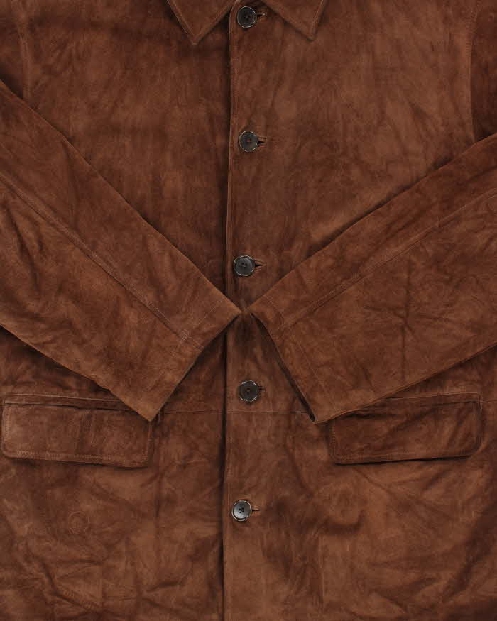 Vintage 1990s Polo Ralph Lauren Wool Lined Mid Length Suede Jacket - XL