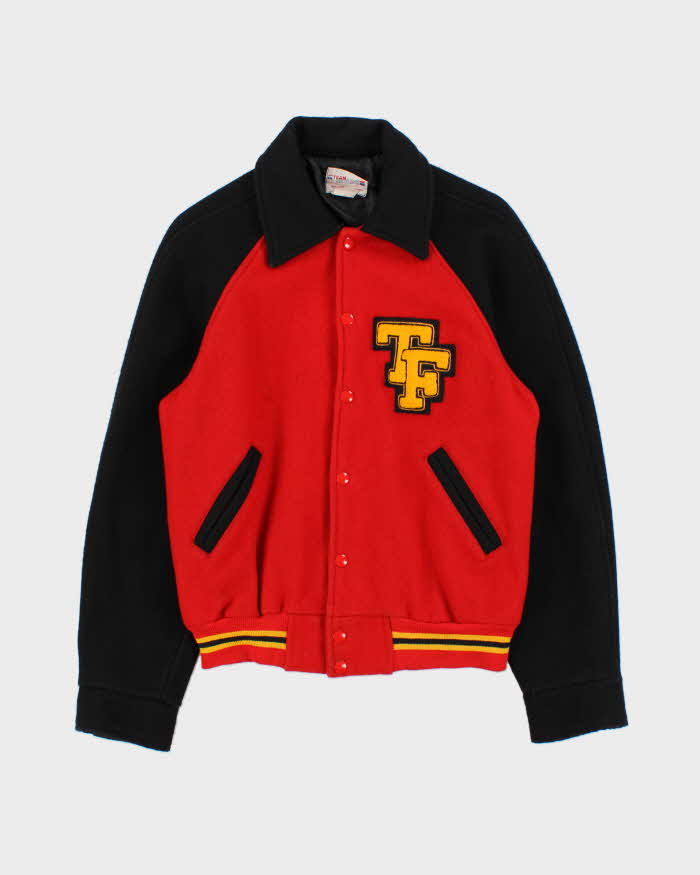 Vintage 1970s Team Skyline Wool Varsity Bomber Jacket - XS