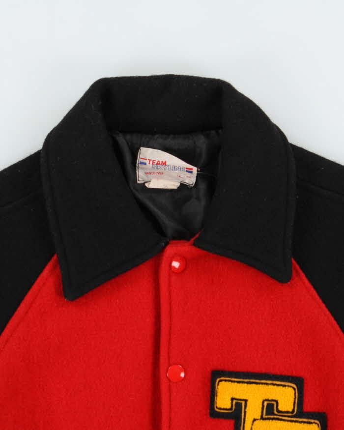 Vintage 1970s Team Skyline Wool Varsity Bomber Jacket - XS