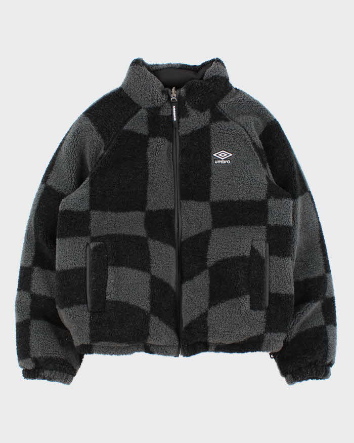 Vintage Umbro Embroidered Reversible Boxy Fleece Puffer Jacket - S
