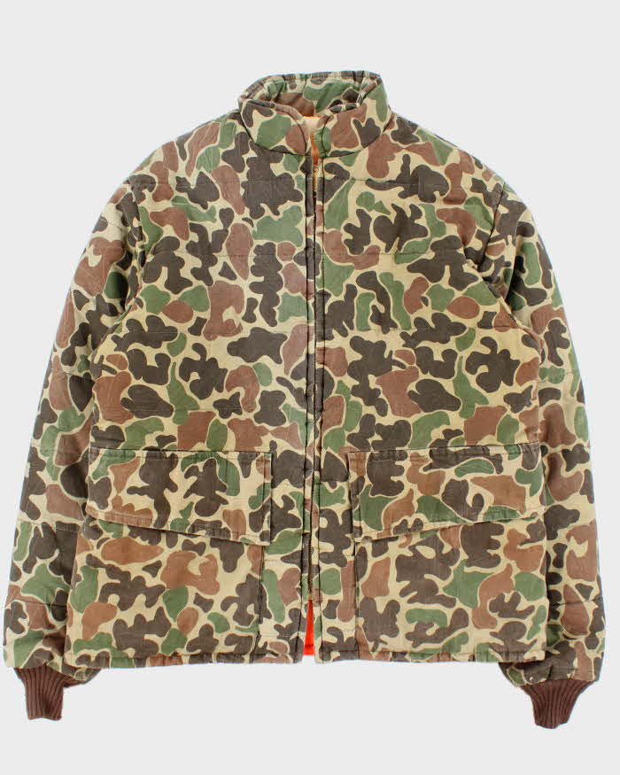 Vintage 1980s Browning Reversible Duck Camo Padded Hunting Jacket - L