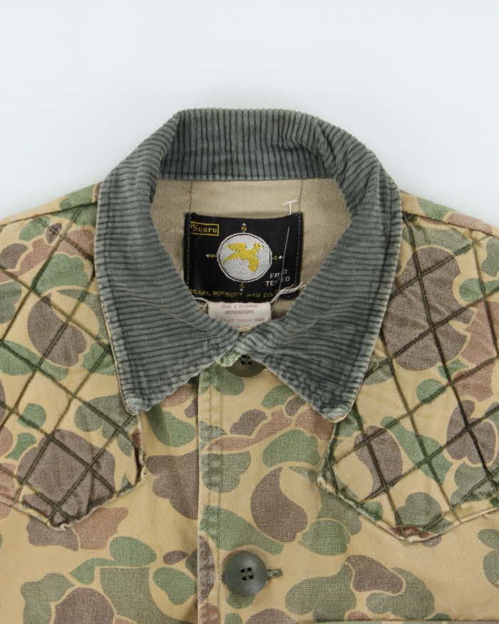 Vintage 1970s Sears Roebuck Duck Camo Hunting Field Jacket - S