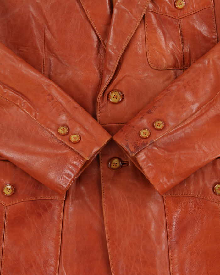 Vintage 1980s Wilsons Tan Leather Blazer Jacket - L