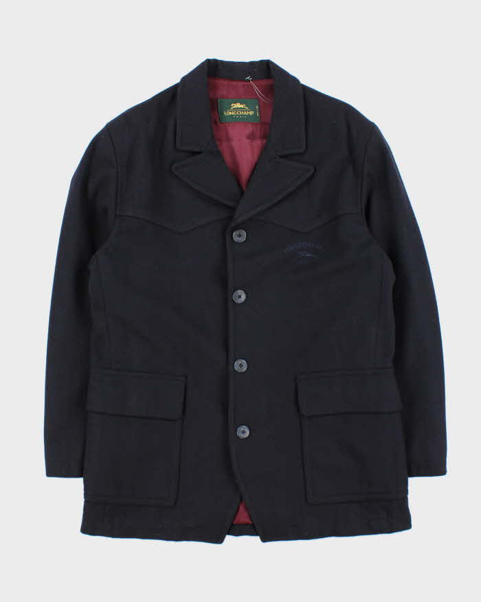 Vintage 1990s Longchamp Navy Wool Peacoat - M