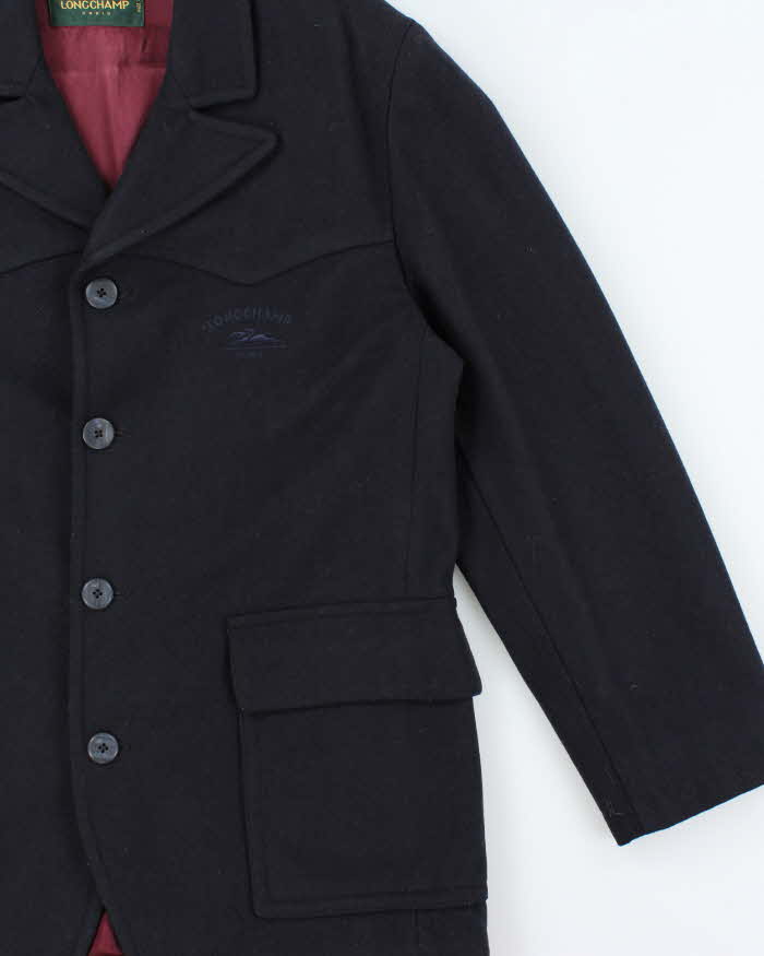 Vintage 1990s Longchamp Navy Wool Peacoat - M