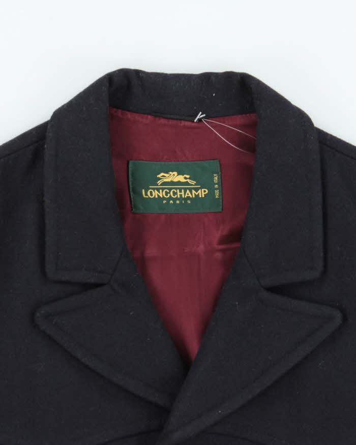 Vintage 1990s Longchamp Navy Wool Peacoat - M