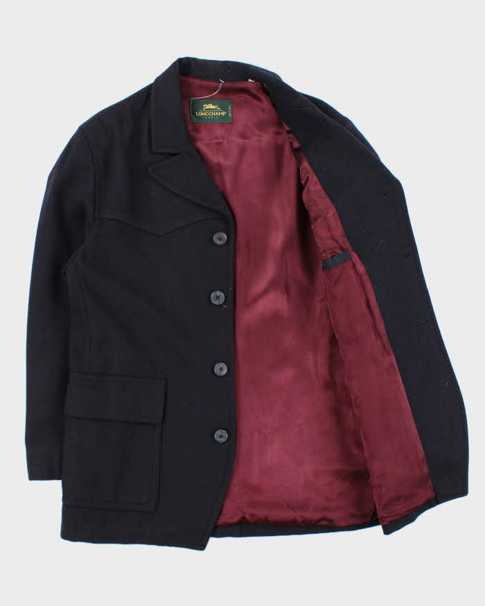 Vintage 1990s Longchamp Navy Wool Peacoat - M