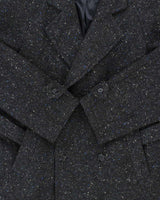 Vintage 1990s Pure Wool Made In England Speckled Herringbone Double Breasted Belted Overcoat - L