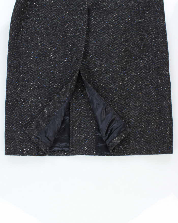 Vintage 1990s Pure Wool Made In England Speckled Herringbone Double Breasted Belted Overcoat - L