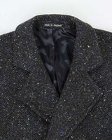 Vintage 1990s Pure Wool Made In England Speckled Herringbone Double Breasted Belted Overcoat - L