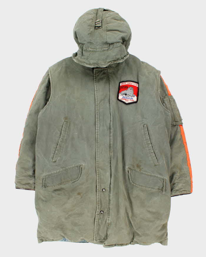 Vintage 1970s Dilmen's Arctic Circle Club Khaki Surplus Down Fill Heavyweight Cold Weather Hooded Parka - L