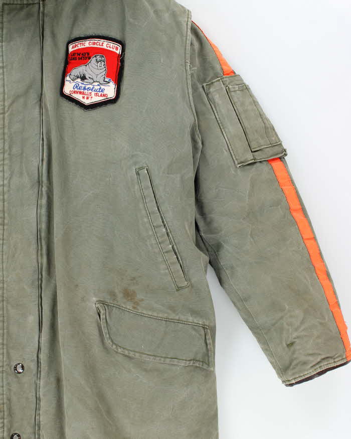 Vintage 1970s Dilmen's Arctic Circle Club Khaki Surplus Down Fill Heavyweight Cold Weather Hooded Parka - L