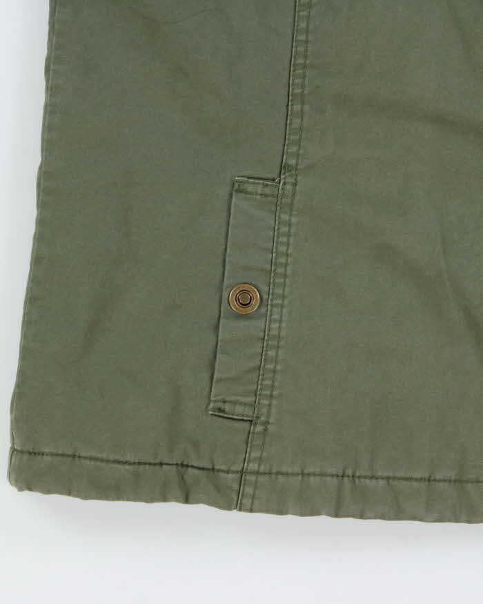 Vintage Y2K 00s Khaki Faux Fur Hooded Boxy Fireman Clasp Parka Jacket - M
