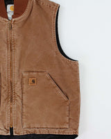 Vintage Carhartt V02 BRN Arctic Quilt Lined Duck Canvas Workwear Gilet - L