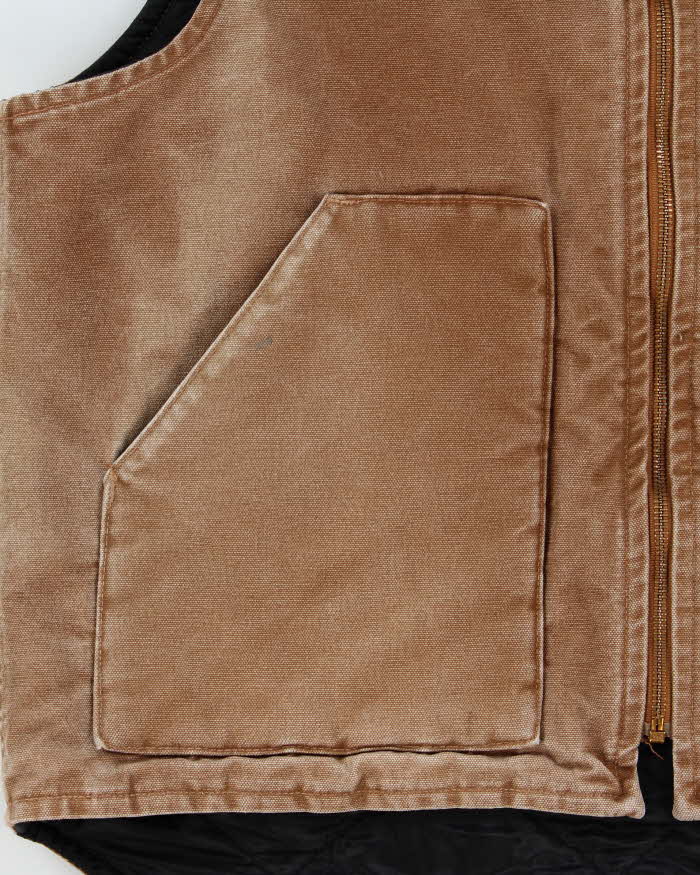 Vintage Carhartt V02 BRN Arctic Quilt Lined Duck Canvas Workwear Gilet - L