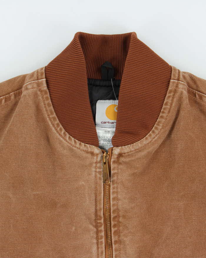 Vintage Carhartt V02 BRN Arctic Quilt Lined Duck Canvas Workwear Gilet - L