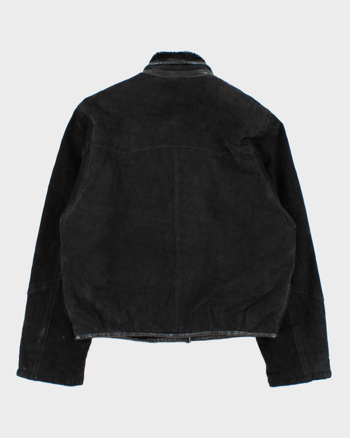 Vintage 1990s Synergy Faux Shearling Suede Bomber Jacket - M
