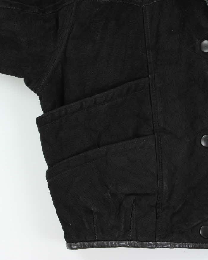 Vintage 1990s Synergy Faux Shearling Suede Bomber Jacket - M