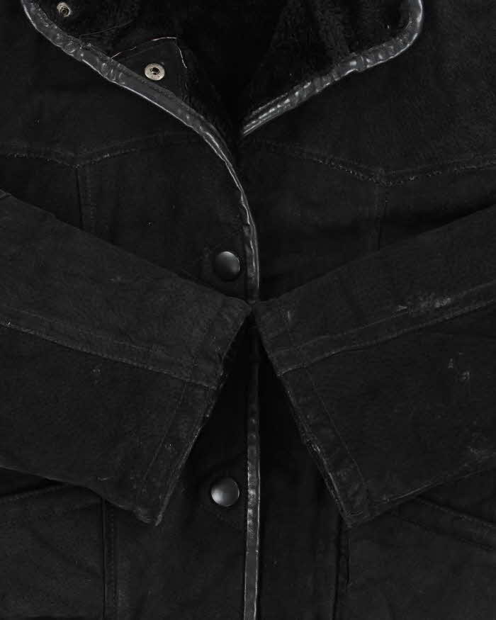 Vintage 1990s Synergy Faux Shearling Suede Bomber Jacket - M