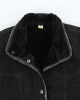 Vintage 1990s Synergy Faux Shearling Suede Bomber Jacket - M