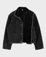 Vintage 1990s Synergy Faux Shearling Suede Bomber Jacket - M
