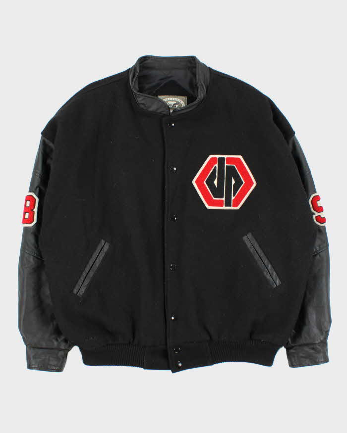 Vintage 1992 Pace Setter Wool &amp; Leather Rebels Football Varsity Bomber Jacket - L