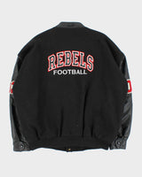 Vintage 1992 Pace Setter Wool &amp; Leather Rebels Football Varsity Bomber Jacket - L