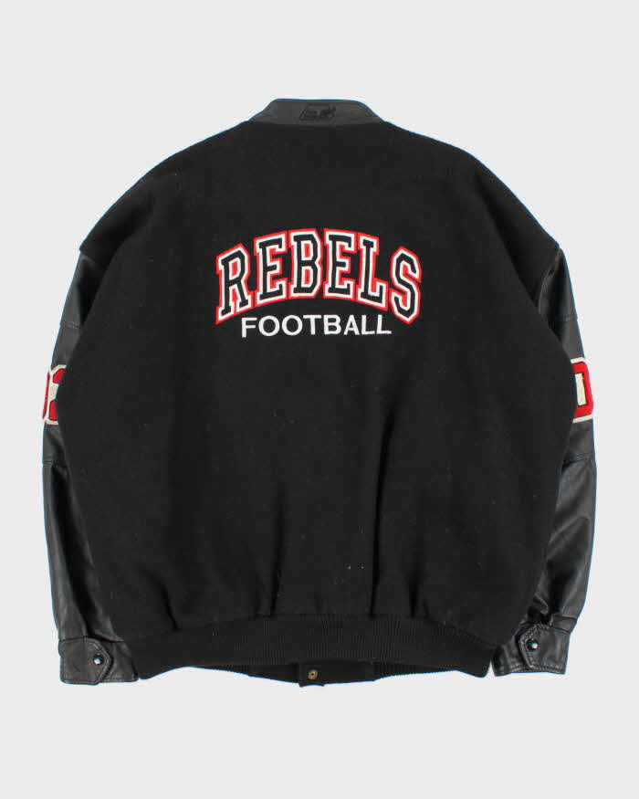Vintage 1992 Pace Setter Wool &amp; Leather Rebels Football Varsity Bomber Jacket - L