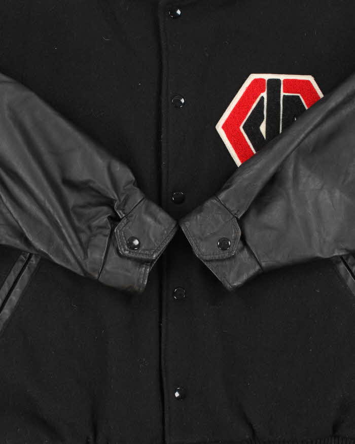 Vintage 1992 Pace Setter Wool &amp; Leather Rebels Football Varsity Bomber Jacket - L