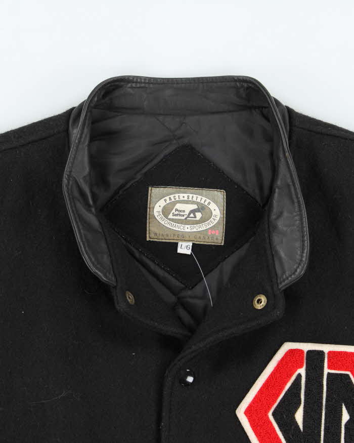 Vintage 1992 Pace Setter Wool &amp; Leather Rebels Football Varsity Bomber Jacket - L