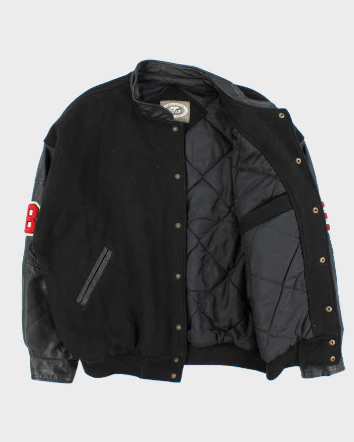 Vintage 1992 Pace Setter Wool &amp; Leather Rebels Football Varsity Bomber Jacket - L