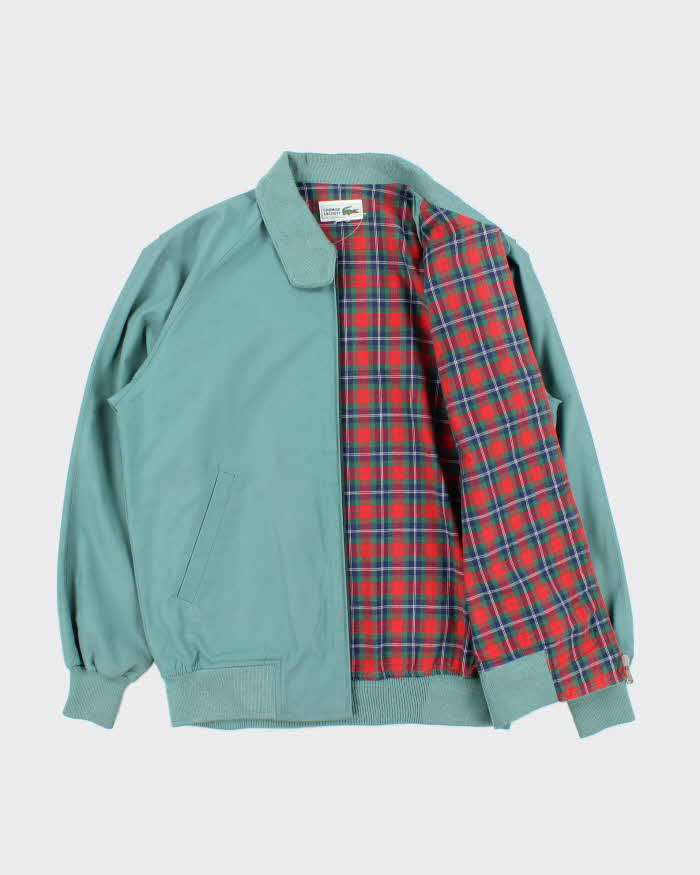 Vintage 1990s Chemise Lacoste Tartan Lined Harrington Jacket - XS