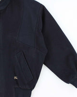 Vintage 1980s Burberry Navy Pure Wool Satin Lined Bomber Jacket - S