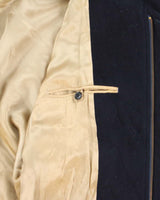 Vintage 1980s Burberry Navy Pure Wool Satin Lined Bomber Jacket - S