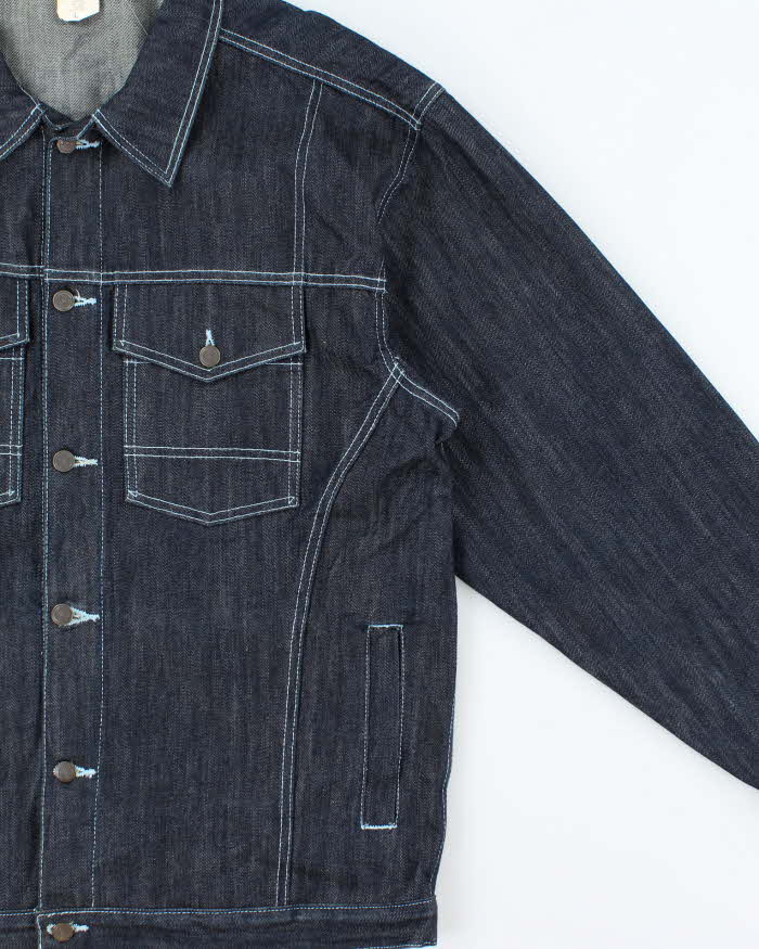 Vintage 1990s Oversized Contrast Stitch Raw Japanese Denim Jacket - L