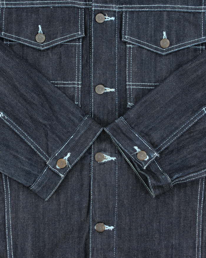 Vintage 1990s Oversized Contrast Stitch Raw Japanese Denim Jacket - L