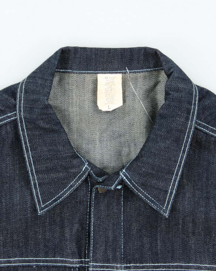Vintage 1990s Oversized Contrast Stitch Raw Japanese Denim Jacket - L