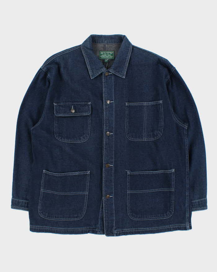 Vintage Y2K 00s Has'Been Japanese Indigo Denim Chore Jacket - L