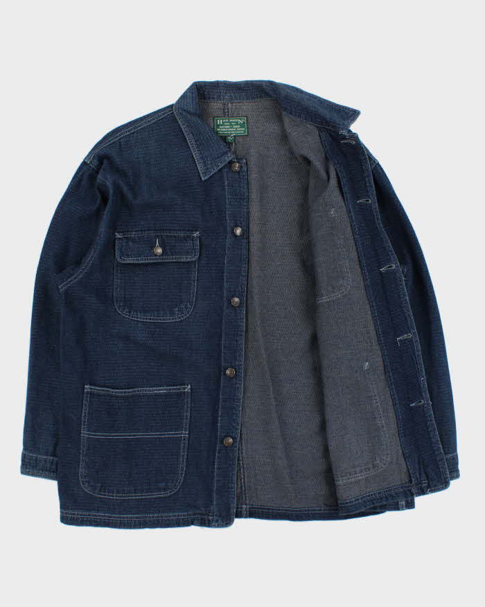 Vintage Y2K 00s Has'Been Japanese Indigo Denim Chore Jacket - L