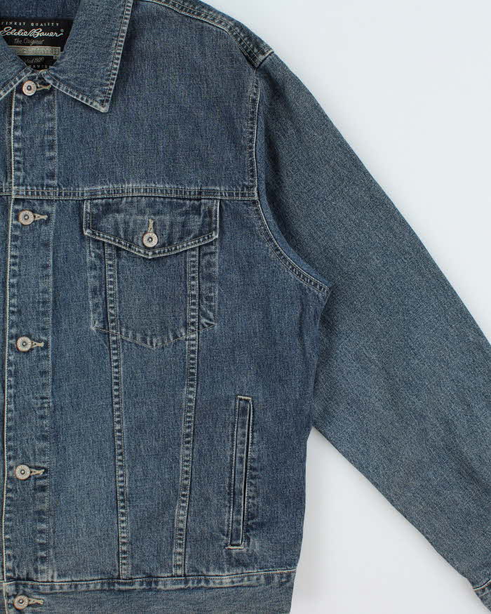 Vintage 1990s Eddie Bauer Medium Wash Denim Trucker Jacket - XL